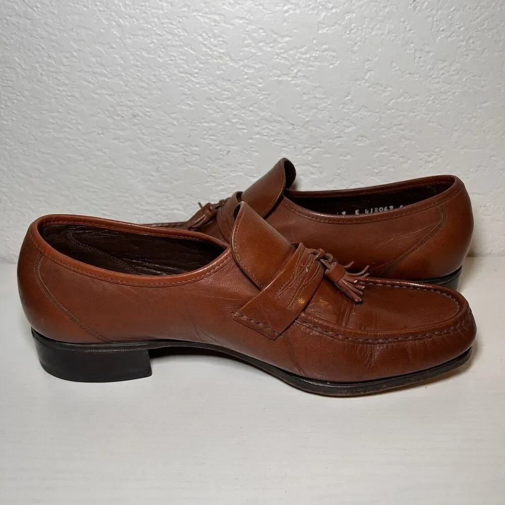 Florsheim Men's Brown Leather Loafers With Tassels Size 9 E 75700